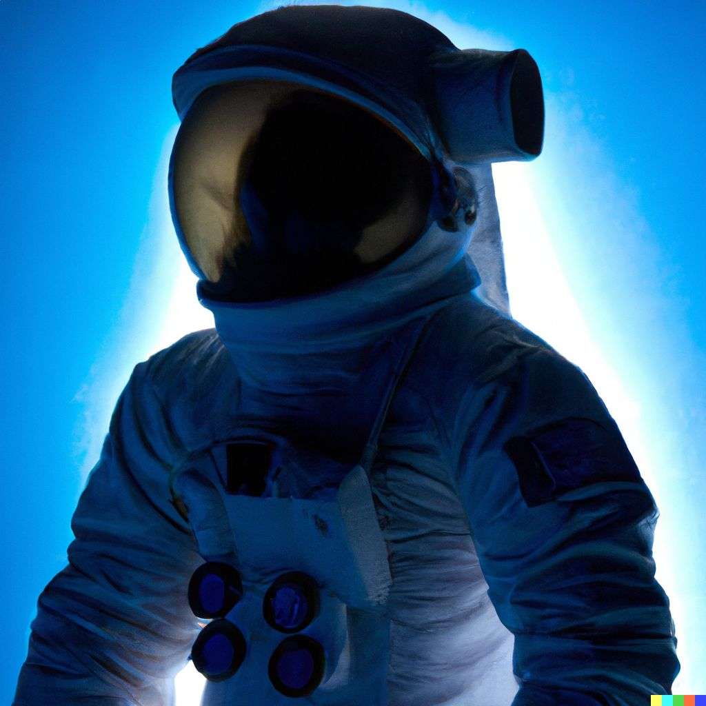 an astronaut, photograph, backlit lighting